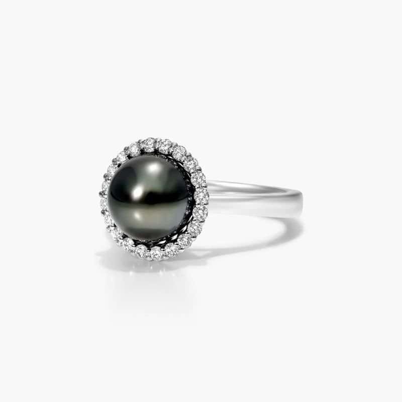 black pearl diamond engagement ring