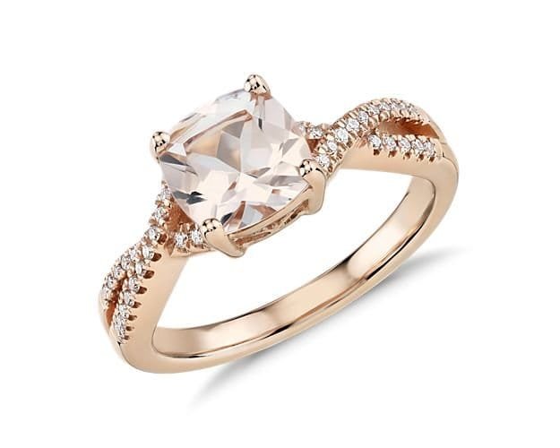 Morganite And Diamond Infinity Twist Ring In 14k Rose Gold (7mm) Non Traditional Engagement Rings