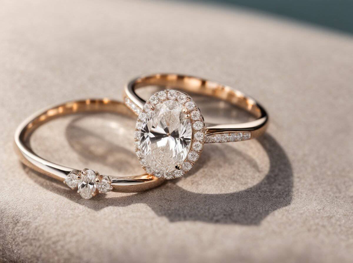 Oval Engagement Ring With Wedding Band